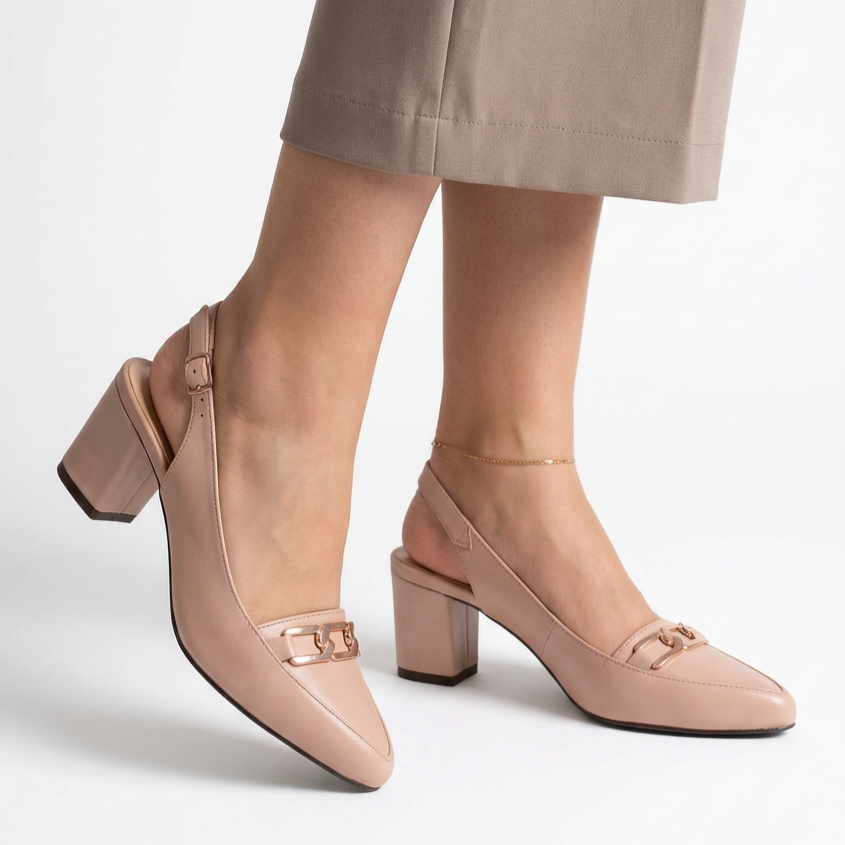 Leather Heeled Sandal Design LS113