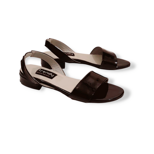 Leather Patent Flat Sandal Design LS54