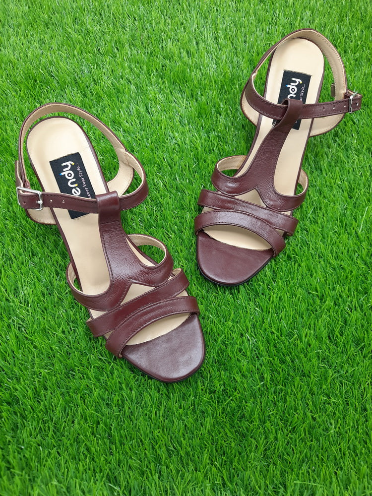 Leather Heeled Sandal Design ZA019