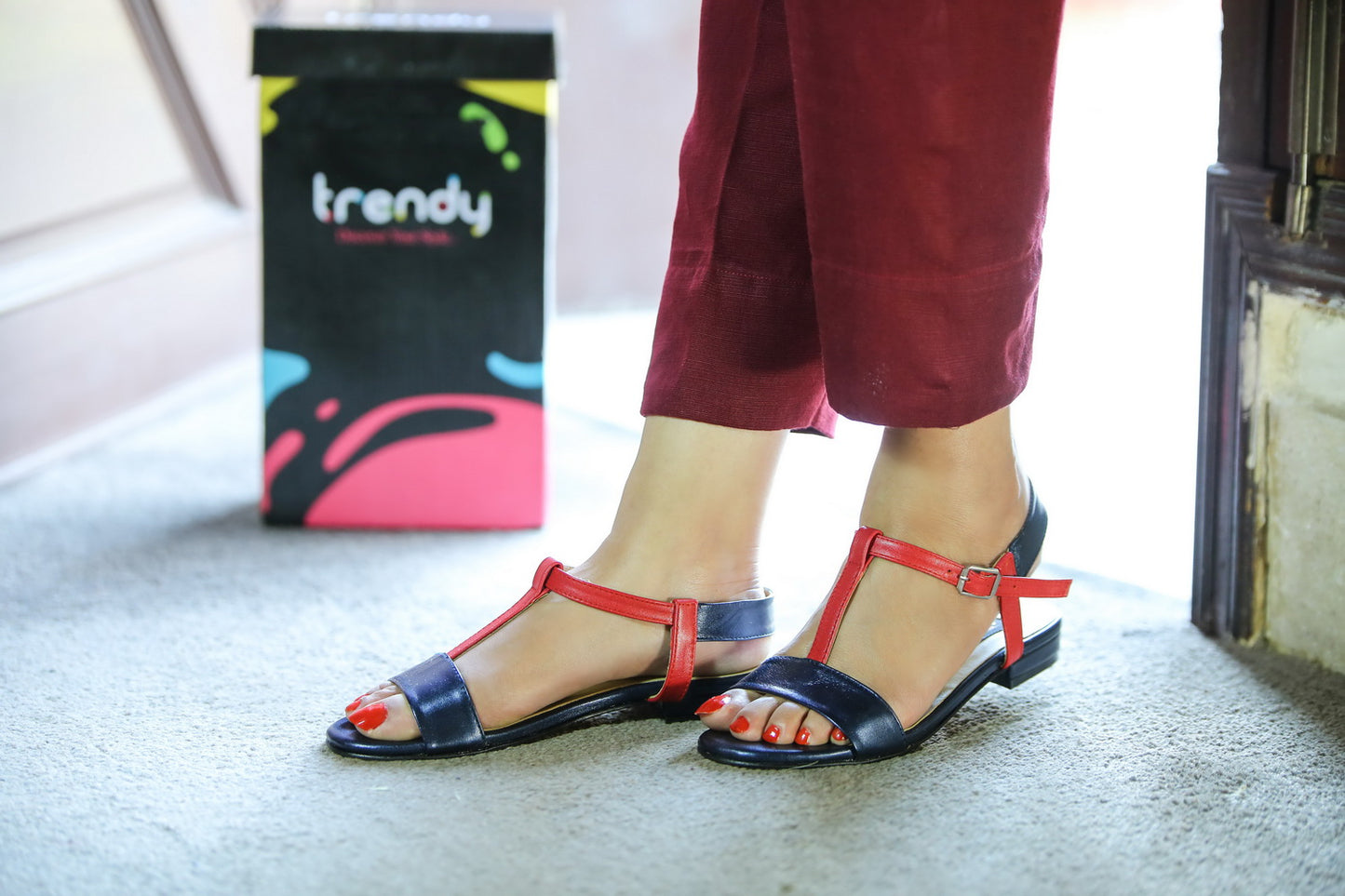 Leather Flat Sandal Design ZA002