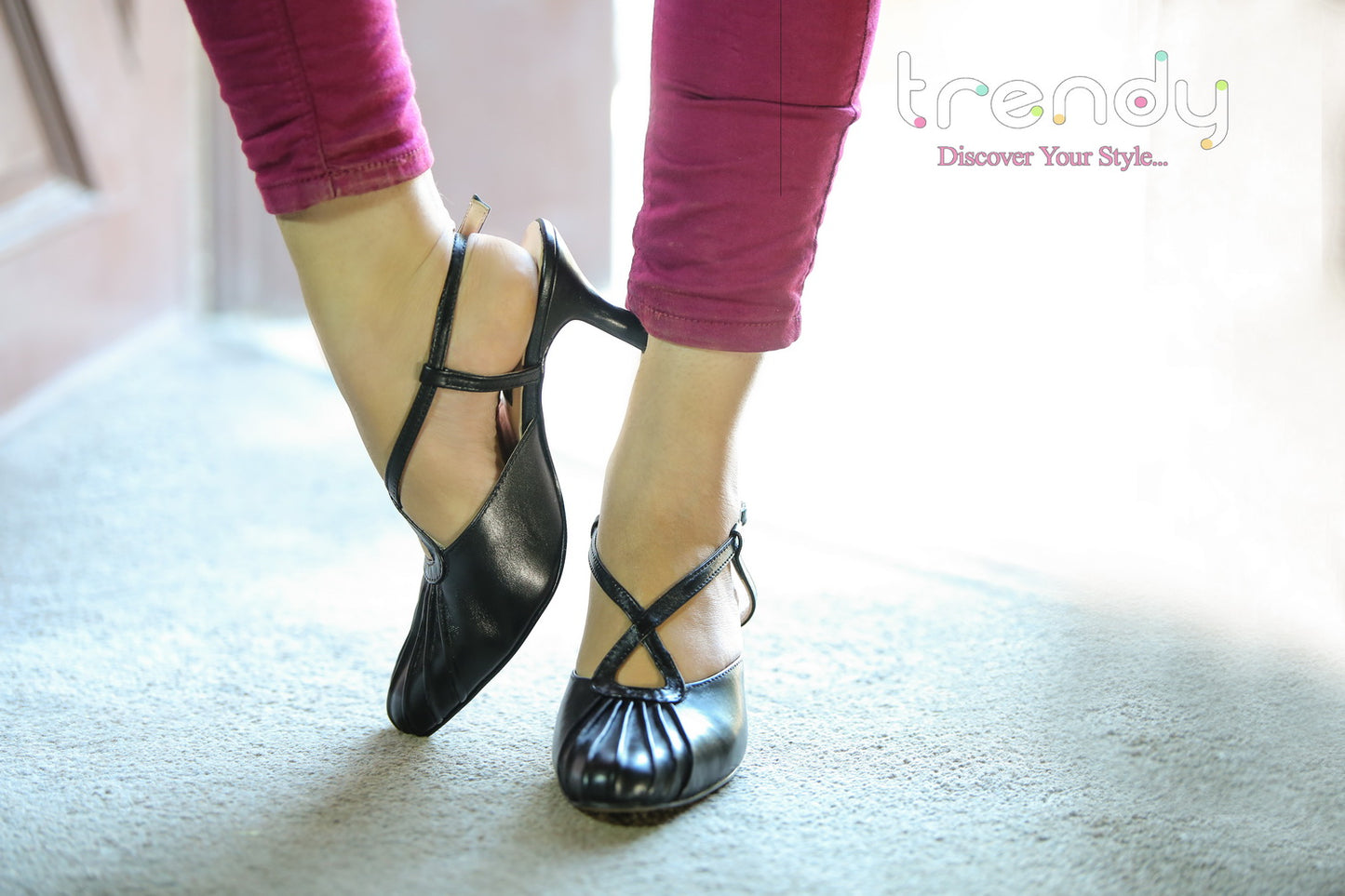 Leather Heeled Sandal Design ZA014