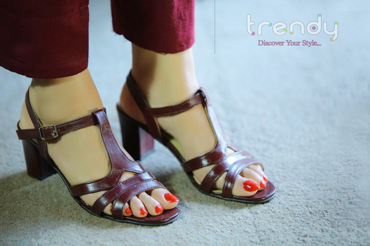 Leather Heeled Sandal Design ZA019