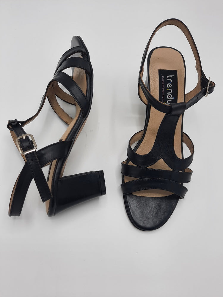 Leather Heeled Sandal Design ZA019